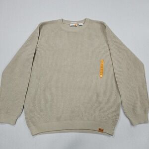 Timberland Tuck Crewneck Sweater Mens 2XL Beige Pullover Knit Organic‎ Cotton